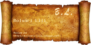 Bolvári Lili névjegykártya
